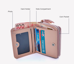 Short Tassel Ladies Mini Card Holder Wallet