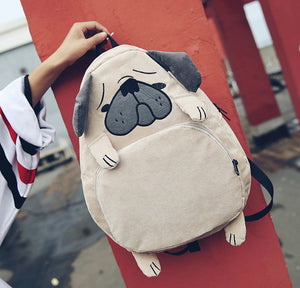 Dog Ear Embroidery Canvas Backpack