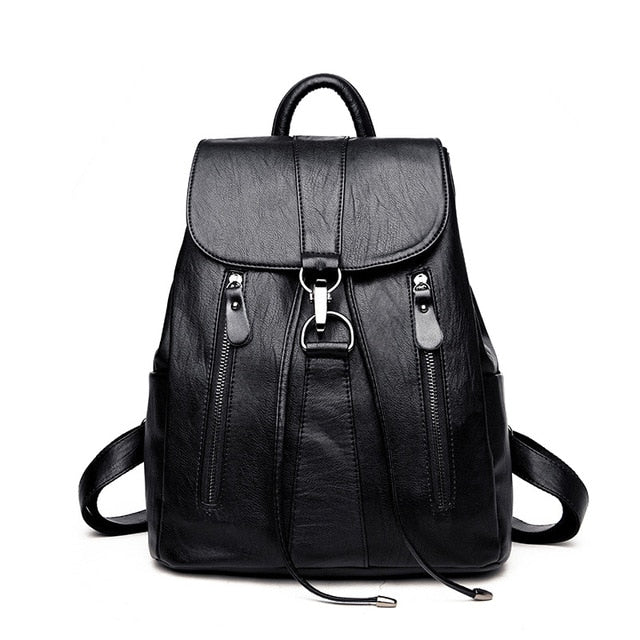 High Quality Leather Female Backpack
