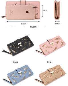 Hollow Leaves Long Wallet For Women