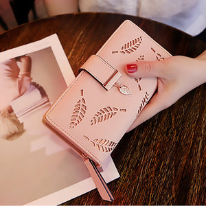 Hollow Leaves Long Wallet For Women