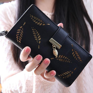 Hollow Leaves Long Wallet For Women