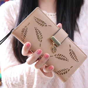 Hollow Leaves Long Wallet For Women