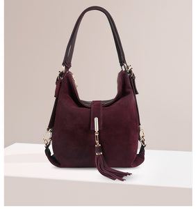 Real Split Suede Leather Shoulder Bag